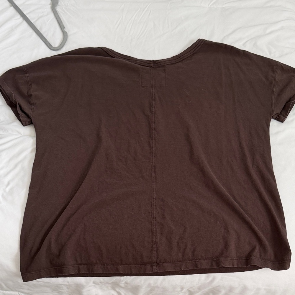 Aerie Dark Brown V-Neck Short Sleeve Tee - Picture 3 of 3